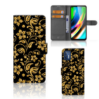 Motorola Moto G9 Plus Hoesje Gouden Bloemen - thumbnail