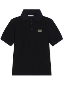 Dolce & Gabbana Kids polo en piqué à patch logo - Noir