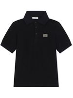 Dolce & Gabbana Kids polo en piqué à patch logo - Noir - thumbnail