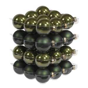 72x Donker olijf glazen kerstballen 6 cm mat/glans