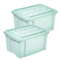 Multi Storage Opslagbox met deksel - 2x - mintgroen - 16 liter - 40 x 30 x 21 cm - kunststof Multi Storage Opslagbox met deksel - 2x - mintgroen - 16 liter - 40 x 30 x 21 cm - kunststof