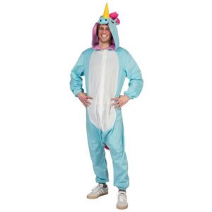 Blauwe eenhoorn dieren onesie/kostuum voor heren