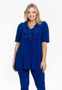 Yoek Tuniek flare ruches | Indigo | Maat 54/56