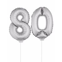 Folie ballonnen cijfer 80 zilver 41 cm   -