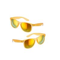 Hippe party zonnebril/feestbril met spiegelglazen - 6x stuks - Geel - Verkleedbrillen