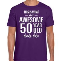 Awesome 50 year / 50 jaar cadeau t-shirt paars heren 2XL  -