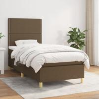 Boxspring met matras stof donkerbruin 90x190 cm