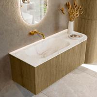Badmeubel Mondiaz Kurve-Dlux | 115 cm cm | Meubelkleur Dusk | Wastafelkleur Frappe | Solid surface | Wasbak links zijde spoelbak | Zonder kraangat(en)