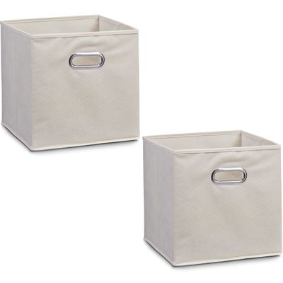 2x Beige opbergmanden/kastmanden 32 x 32 cm 2x Beige opbergmanden/kastmanden 32 x 32 cm