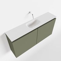 Toiletmeubel Mondiaz Ture | 100 cm | Meubelkleur Army | Eden wastafel Talc Midden | Zonder kraangat