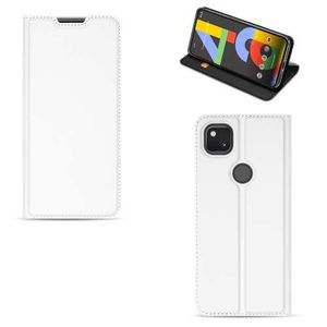 Google Pixel 4a Stand Case Hoesje Wit met Pashouder