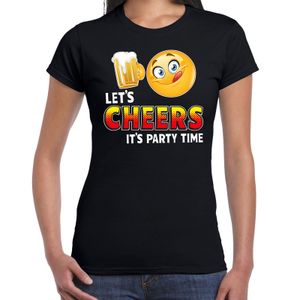 Funny emoticon t-shirt lets cheers its party time zwart dames