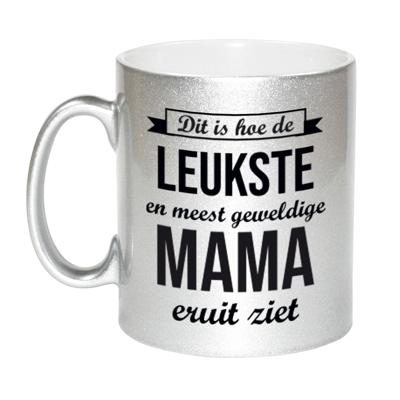 Meest geweldige mama eruitziet - cadeau koffiemok - theebeker - zilver kleurig - 330 ml - verjaardag