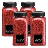 Mica Decorations decoratie stenen/granulaat - 4x - 650ml - rood - hobby steentjes