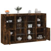 Dressoirs met LED-verlichting 3 st bewerkt hout gerookt eiken