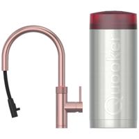 Quooker Flex Round Keukenkraan Set - Kokend Warm- en Koud Water - Uittrekbare Slang - Rosé Koper - Inclusief COMBI+ Reservoir