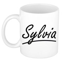 Sylvia voornaam kado beker / mok sierlijke letters - gepersonaliseerde mok met naam - Naam mokken