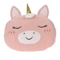 Dieren sierkussen kinderkamer - eenhoorn - roze - 30 cm - pluche