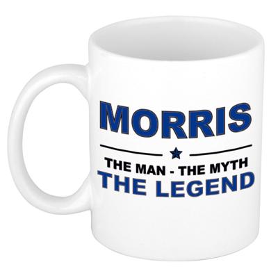 Morris cadeau mok - man myth legend - naam koffiemok / beker - wit en blauw - 300 ml