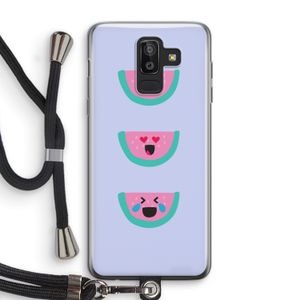 Smiley watermeloen: Samsung Galaxy J8 (2018) Transparant Hoesje met koord