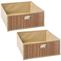 3x stuks opbergmand/kastmand 13 liter beige linnen/bamboe 31 x 15 x 31 cm - thumbnail