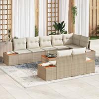 9-delige Tuinbankenset met kussens poly rattan acacia beige