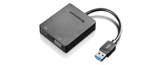 Lenovo USB, Monitor Adapter [1x USB 3.2 Gen 1 stekker A (USB 3.0) - 1x HDMI-bus, VGA-bus] Universal USB 3.0 to VGA/HDMI Adapter