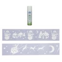 Kerst sfeer raamsjablonen met ECO spuitsneeuw - 9x stuks - 24 x 60 cm - raamdecoratie