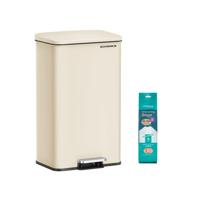 Stalen afvalbak met deksel, zandbeige