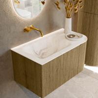 Badmeubel Mondiaz Kurve-Dlux | 85 cm cm | Meubelkleur Dusk | Wastafelkleur Frappe | Solid surface | Wasbak links zijde spoelbak | Zonder kraangat(en)