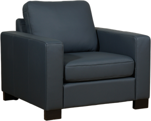 Blauwe leren moderne fauteuil Energy - poot hout bruin - Toledo Leer Marine (blauw leer)