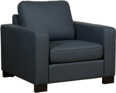 Blauwe leren moderne fauteuil Energy - poot hout bruin - Toledo Leer Marine (blauw leer)
