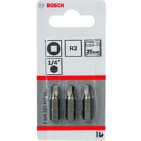 Bosch bit 4-kant r3 extra-hard 1/4" 25mm, 3 stuks
