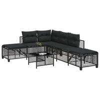 3-delige Loungeset met kussens poly rattan zwart 3-delige Loungeset met kussens poly rattan zwart