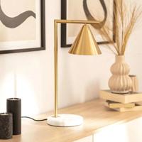 Gouden tafellamp met marmeren voet & E27 fitting 'Marie' Gouden tafellamp met marmeren voet & E27 fitting 'Marie'