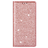 iPhone 15 Pro hoesje - Bookcase - Pasjeshouder - Portemonnee - Glitter - TPU - Rose Goud - thumbnail