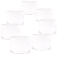 Kristallen klankschalen Wit Chakra Set 7 432 Hz + tas - 25-30 - Kristal - Wit - S - thumbnail