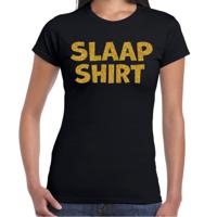 Verkleed T-shirt voor dames - slaap shirt - zwart - glitter goud - themafeest