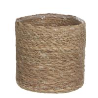 Mica Decorations Plantenmand - rotan - naturel met bruin - 20 cm   -