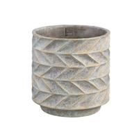 PTMD Roah Blue cement pot carved round big S - thumbnail