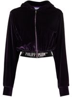 Philipp Plein hoodie en velours à logo strassé - Violet