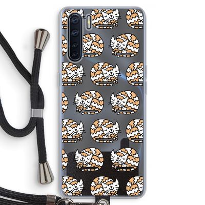 Slapende poes: Oppo A91 Transparant Hoesje met koord