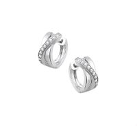 Klapoorringen zilver-zirconia wit 6,5 X 14 mm