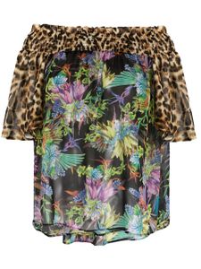 Just Cavalli blouse imprimée à épaules dénudées - Marron