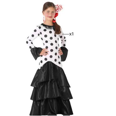Kostuums voor Kinderen Flamenca Zwart Spanje - Maat: 3-4 Jaar - Maat: 3-4 Jaar