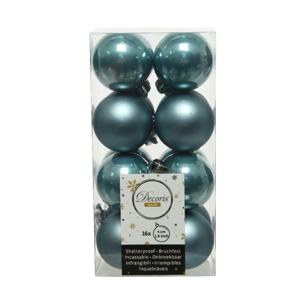 Decoris kleine kerstballen - 16x st - ijsblauw - 4 cm - kunststof - onbreekbare kerstballen