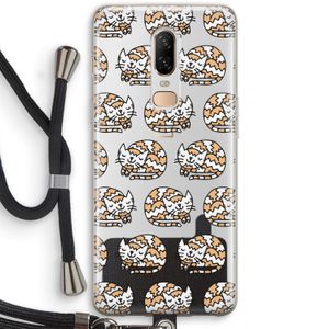 Slapende poes: OnePlus 6 Transparant Hoesje met koord