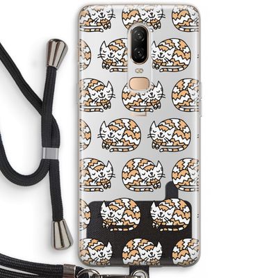 Slapende poes: OnePlus 6 Transparant Hoesje met koord