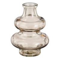 Bloemenvaas Sira - transparant glas - beige - D12 x H16 cm - vaas - sierlijk model