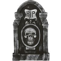 Horror kerkhof decoratie grafsteen RIP met schedel 50 x 30 cm